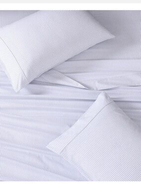 LANE LINEN NWT 100% Cotton Striped Pillowcases Set of 2 Blue White King 450
